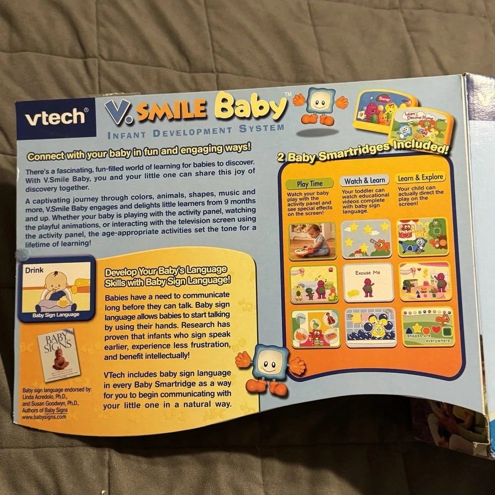 VTech V.Smile Baby Infant Development System Barney & Friends + 2 Smartridges